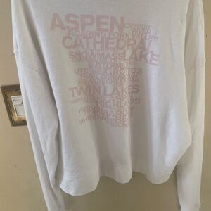 James Perse White Graphic Crew Neck Sweater